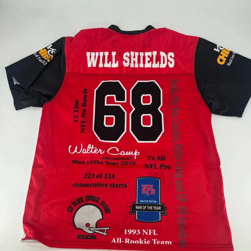 Will Shields Kansas City Chiefs Hall of Fame Career Achievement Jersey Mens M